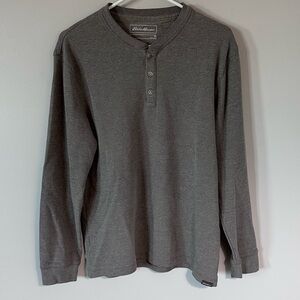 Eddie Bauer Men's Charcoal Long Sleeve Henley